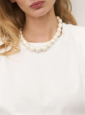 Organic Pearl Necklace Short - Pearl