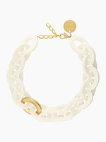 Oval Necklace Short with Gold - Matt Off White