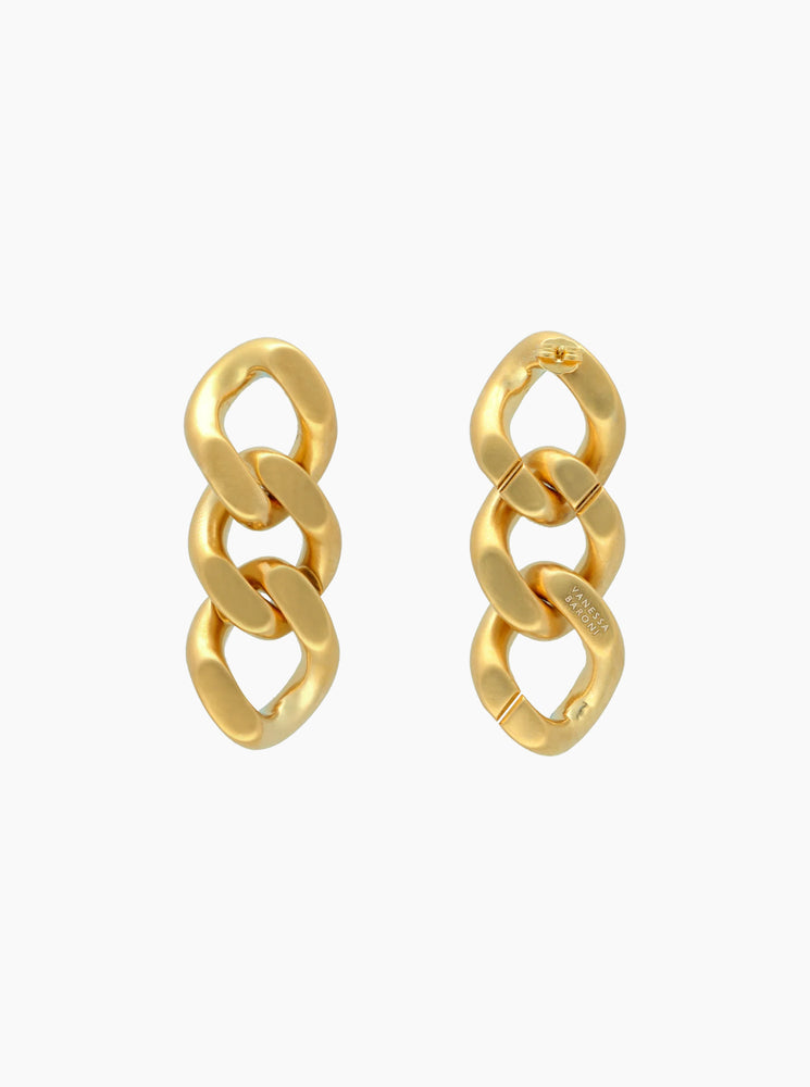 New Flat Chain Earring - Gold Vintage