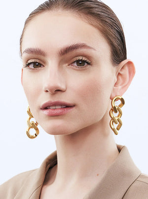 New Flat Chain Earring - Gold Vintage