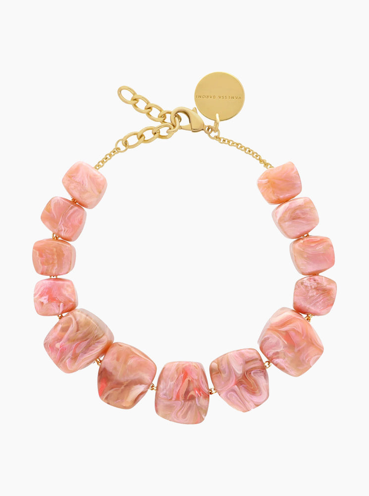 Big Organic Shaped Necklace - Peach Marble