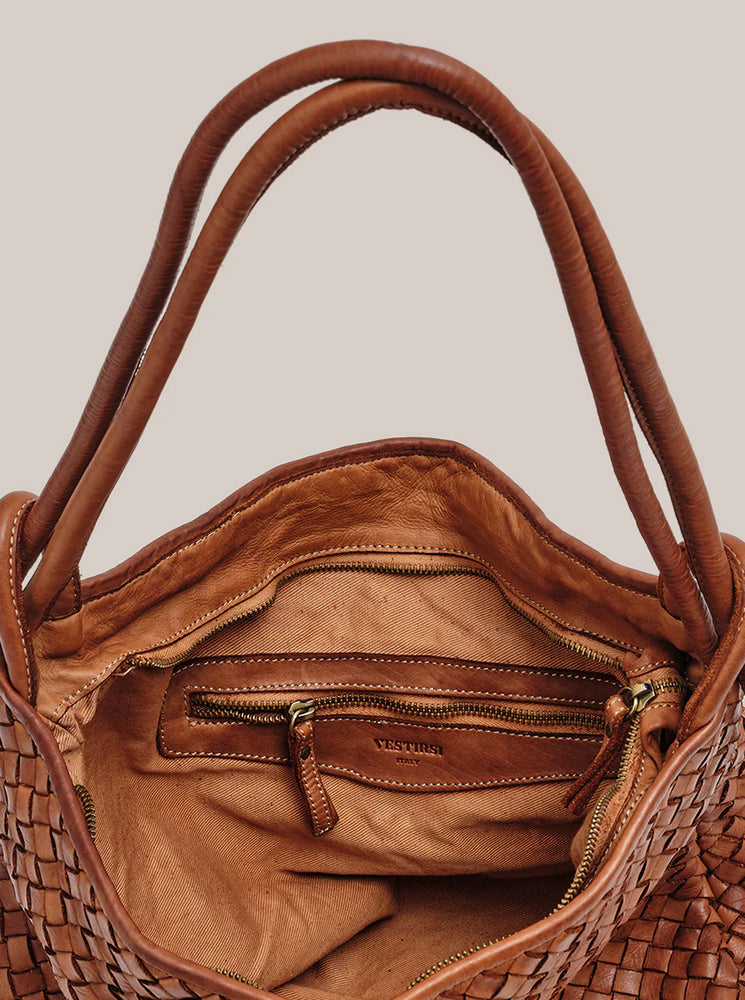 Woven Bella Backpack Tote - Tan