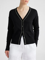 Fine Merino Cotton Cardigan - Black