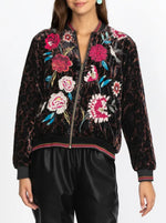 Junia Velvet Quilted Bomber Jacket - Multi